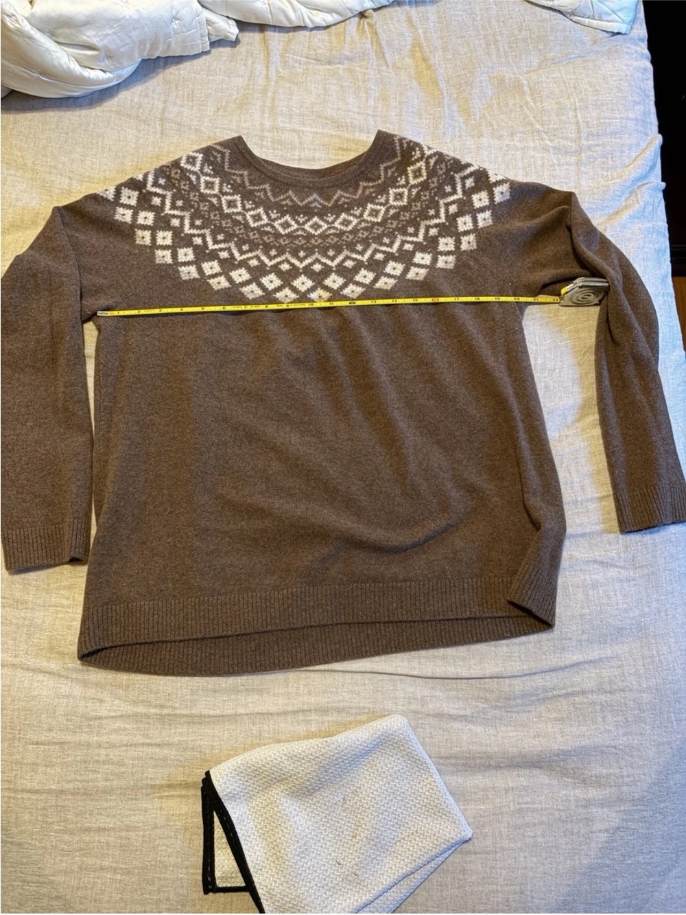 L.L. Bean Brown Cashmere Fair Isle Knit Sweater